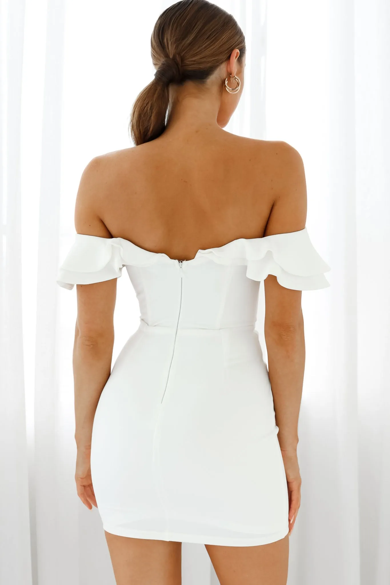 Rossi Off-Shoulder Double Ruffle Dress White sold by Selfie Leslie product image thumbnail 2