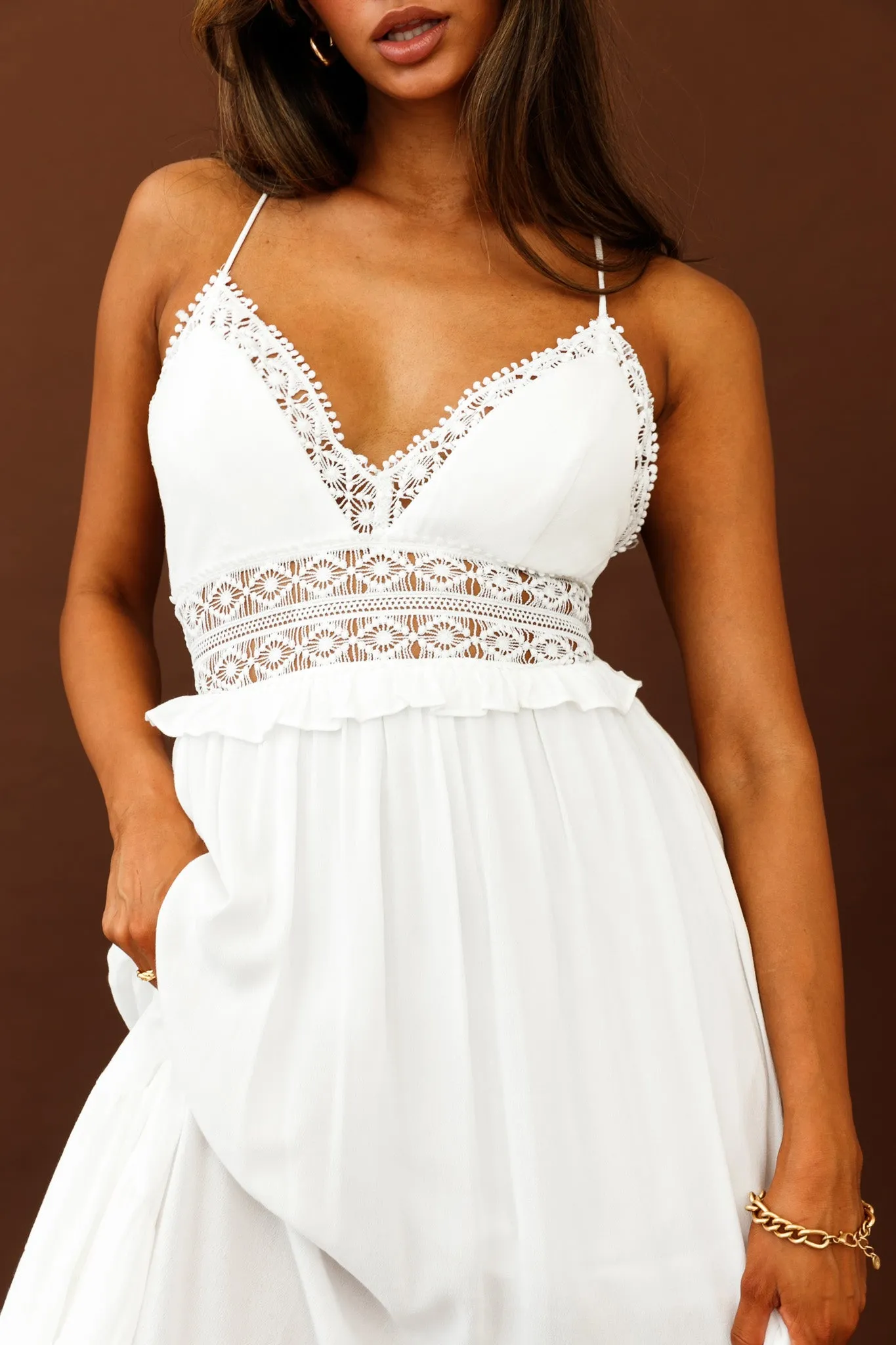 Desert Rose Crochet Tie-Up Back Maxi Dress White sold by Selfie Leslie product image thumbnail 4