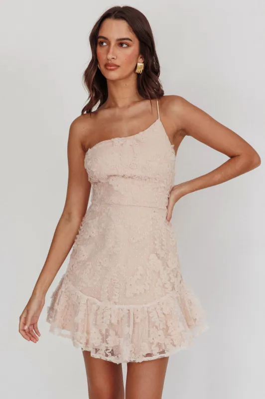 Lilah One Shoulder Embellished Dress Mocha sold by Selfie Leslie