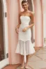 Zoey Lace Overlay Flounce Hem Midi Dress White sold by Selfie Leslie