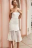 Zoey Lace Overlay Flounce Hem Midi Dress White sold by Selfie Leslie