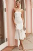 Zoey Lace Overlay Flounce Hem Midi Dress White sold by Selfie Leslie