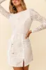 Emme Long Sleeve V-Back Lace Dress White sold by Selfie Leslie