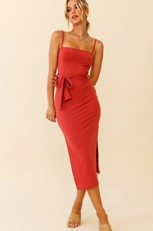 Serenade Me Square Neckline Side Split Midi Dress Rose sold by Selfie Leslie
