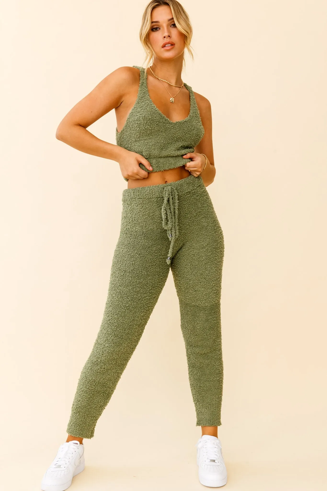 My Girl Fuzzy Knit Jogger Pants Sage sold by Selfie Leslie product image thumbnail 5