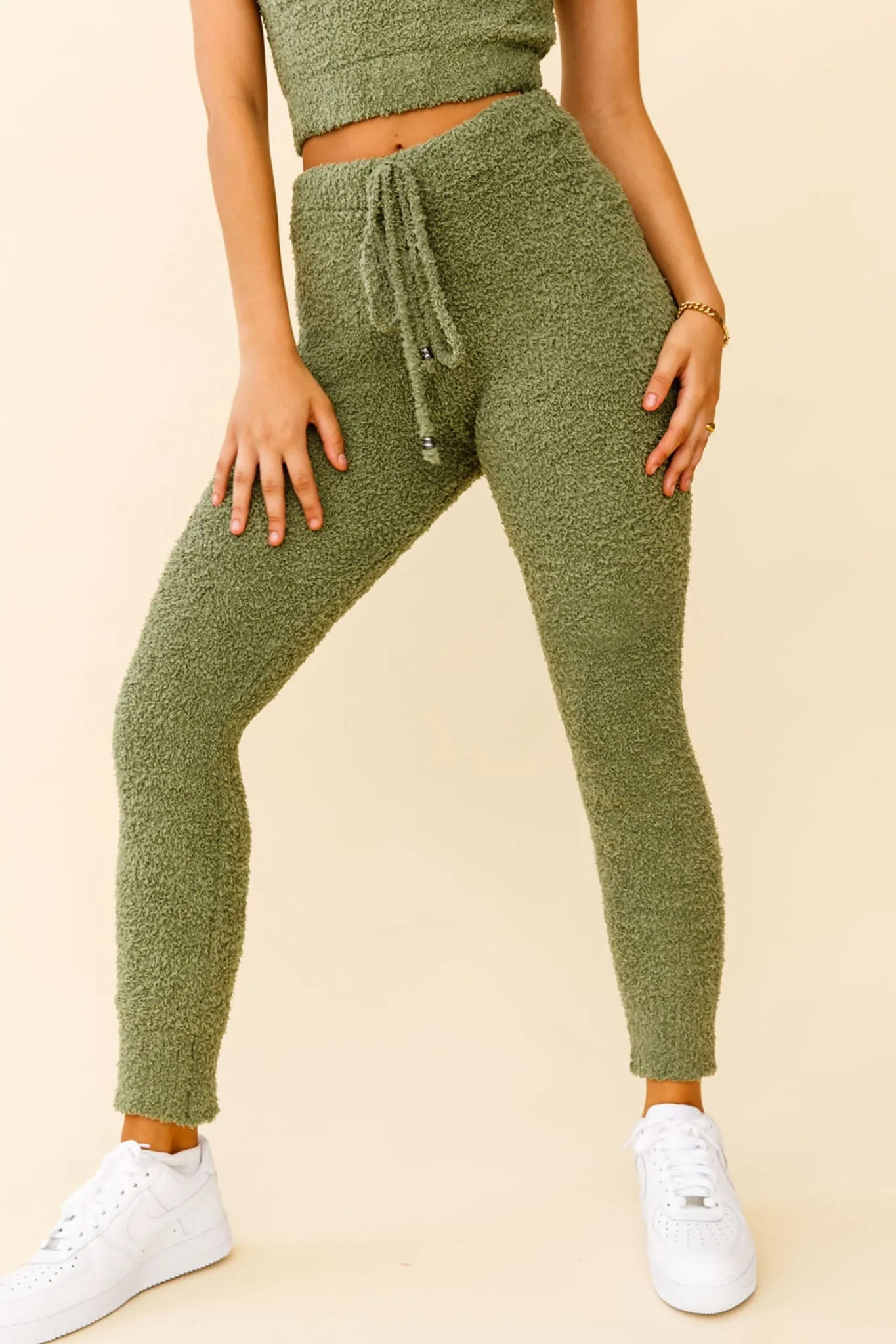 My Girl Fuzzy Knit Jogger Pants Sage sold by Selfie Leslie