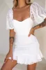 Ring My Bell Sheer Puff Sleeve Embroidery Detail Dress White sold by Selfie Leslie