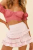 Perfect Timing Pleated Waist Frill Trim Mini Skirt Pink sold by Selfie Leslie