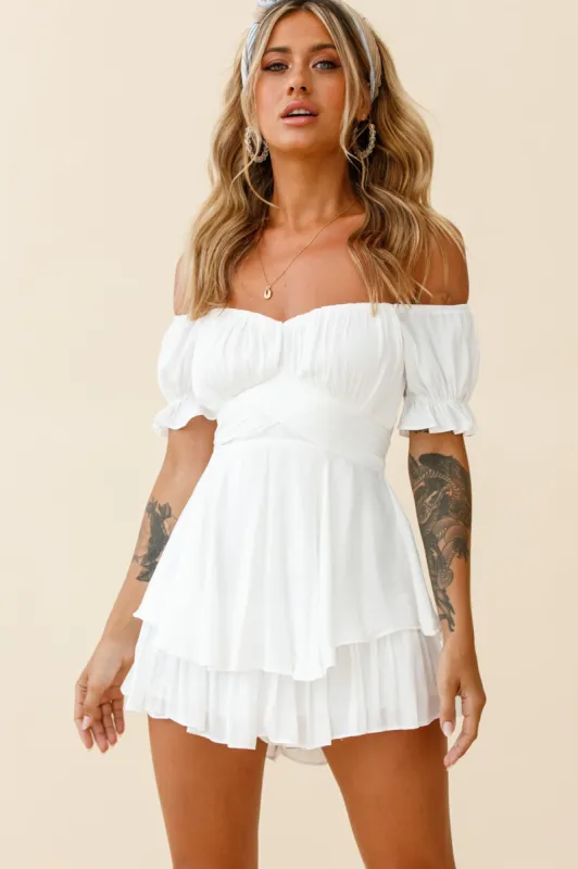 Linka Off-Shoulder Tie Back Romper White sold by Selfie Leslie