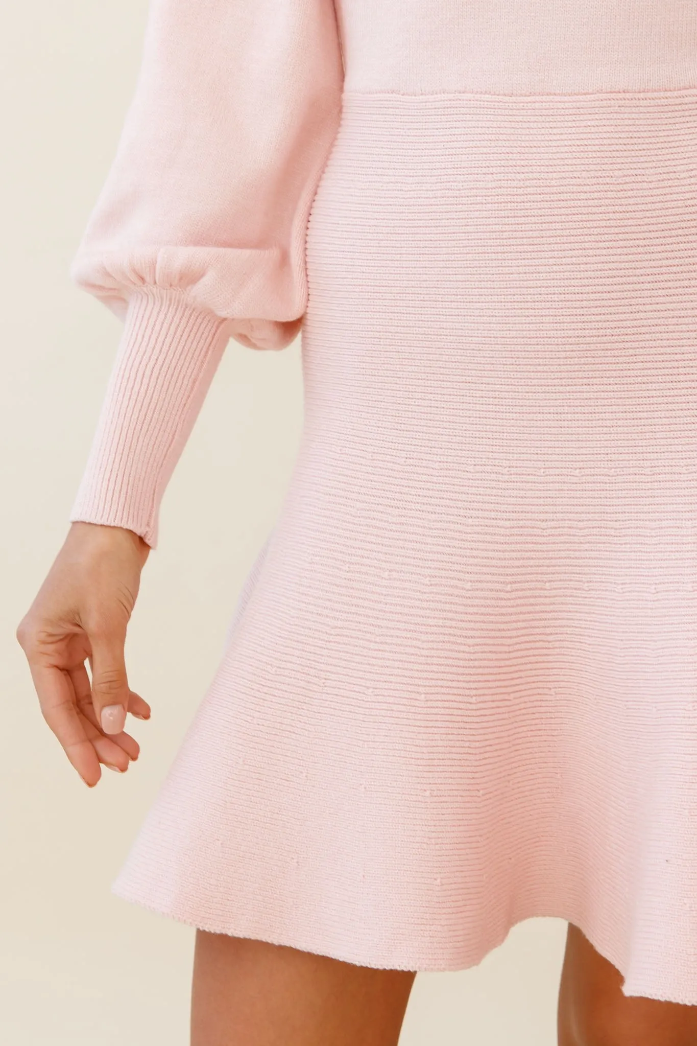 Montmarte Lantern Sleeve Fluted Hem Dress Blush sold by Selfie Leslie product image thumbnail 4