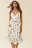 Marigold Peplum Midi Ruffle Dress Floral Print White sold by Selfie Leslie