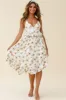 Marigold Peplum Midi Ruffle Dress Floral Print White sold by Selfie Leslie