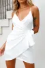 Medellin Gathered Detail Side-Tie Wrap Dress White sold by Selfie Leslie
