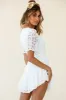 Adelia Ruched Puff Sleeve Floral Embroidery Dress White sold by Selfie Leslie