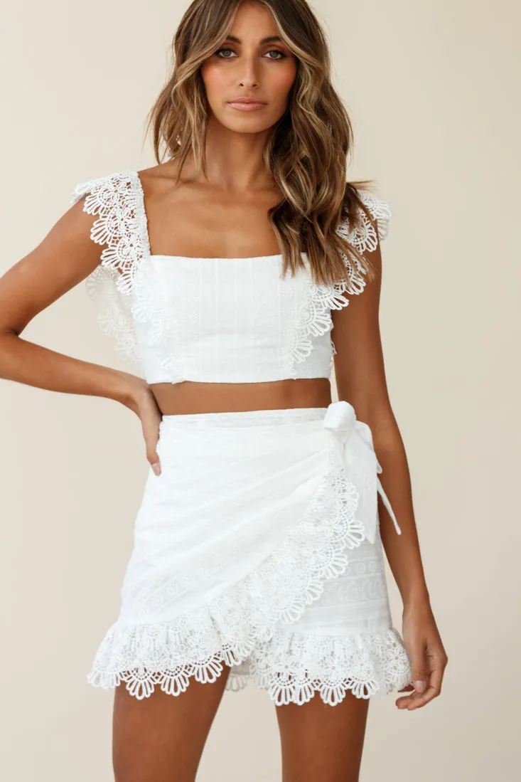 Sonnet Lace Trim Wrap Skirt White sold by Selfie Leslie product image thumbnail 5
