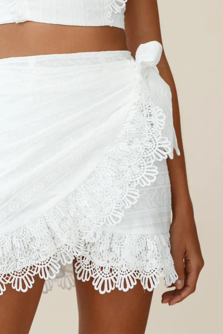 Sonnet Lace Trim Wrap Skirt White sold by Selfie Leslie product image thumbnail 4