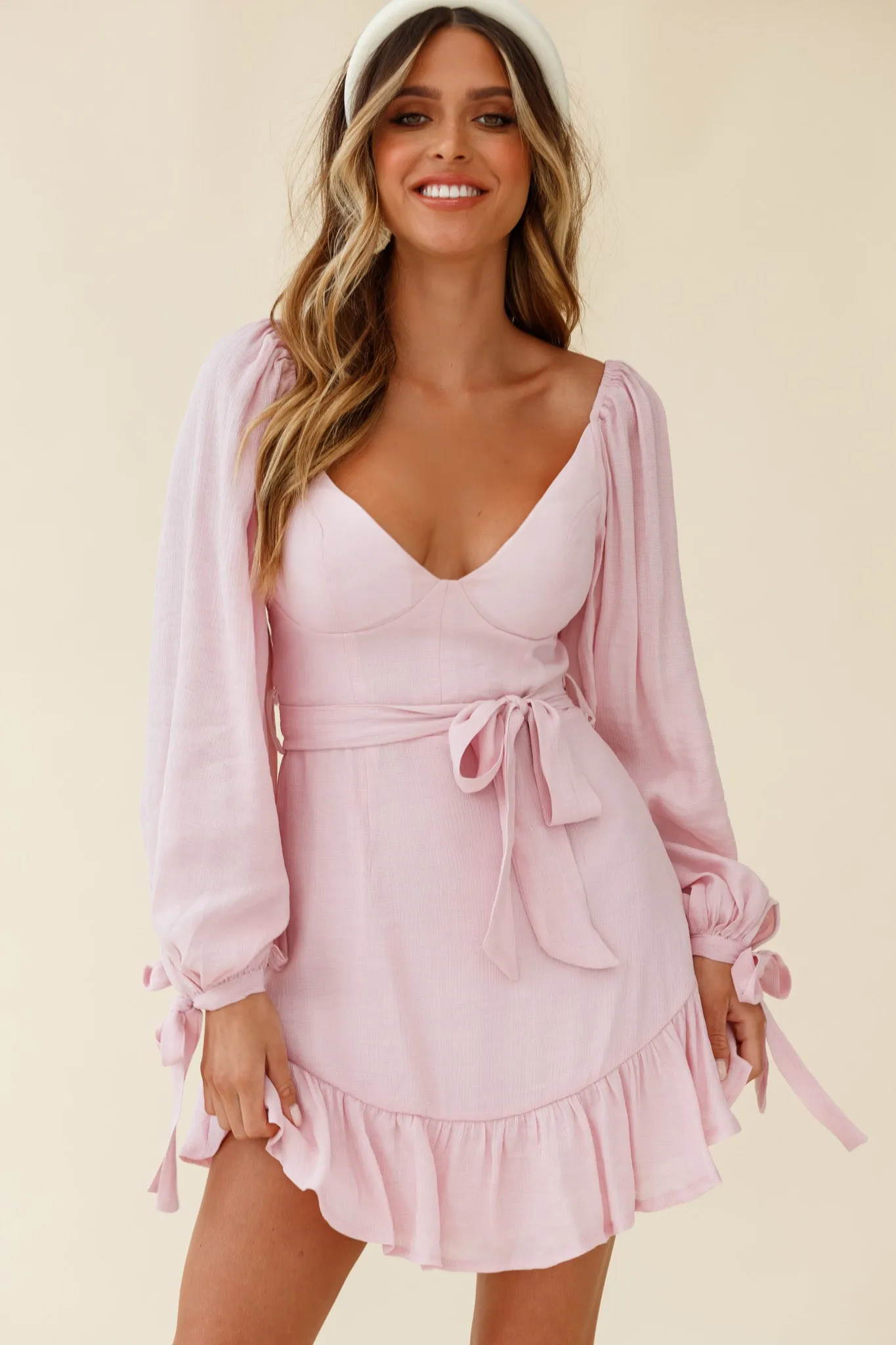 Make Memories Balloon Sleeve Molded Bust Dress Blush sold by Selfie Leslie product image thumbnail 4