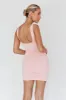 Arabella Ruched Wide Strap Bodycon Dress Pink sold by Selfie Leslie