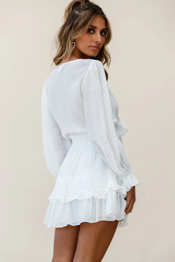 Anthea Bow-Tie Front Layered Frill Dress White sold by Selfie Leslie product image thumbnail 3
