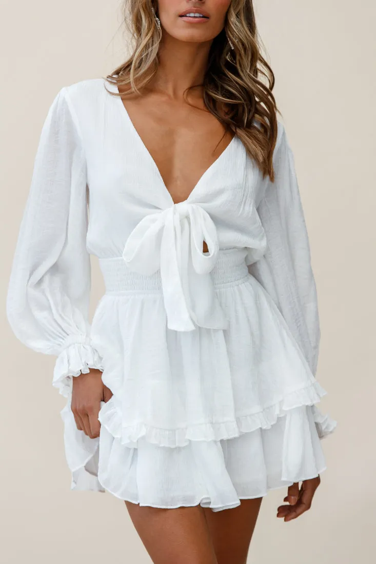 Anthea Bow-Tie Front Layered Frill Dress White sold by Selfie Leslie product image thumbnail 4