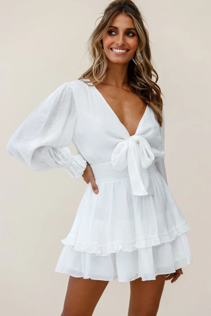 Anthea Bow-Tie Front Layered Frill Dress White sold by Selfie Leslie