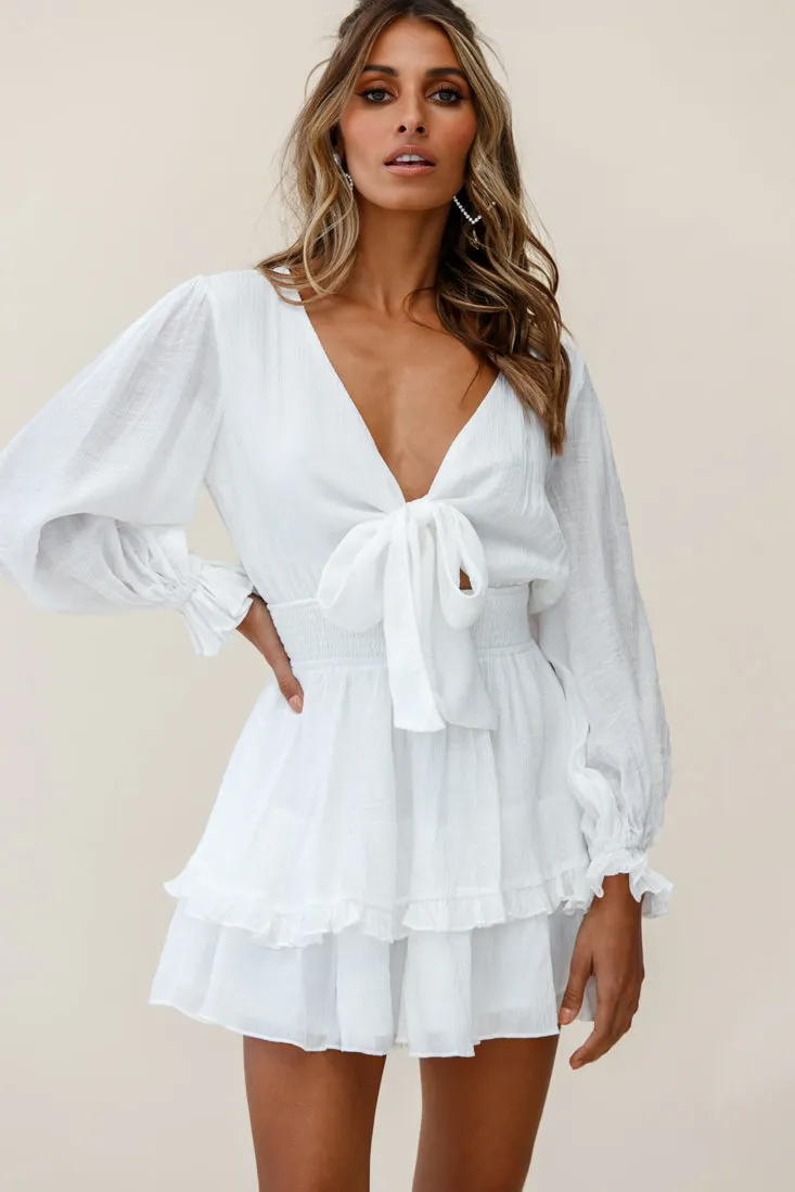 Anthea Bow-Tie Front Layered Frill Dress White sold by Selfie Leslie product image thumbnail 5