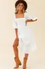 Flynn Off-Shoulder Shirred Bust Midi Dress White sold by Selfie Leslie