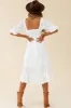 Flynn Off-Shoulder Shirred Bust Midi Dress White sold by Selfie Leslie