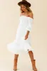 Flynn Off-Shoulder Shirred Bust Midi Dress White sold by Selfie Leslie