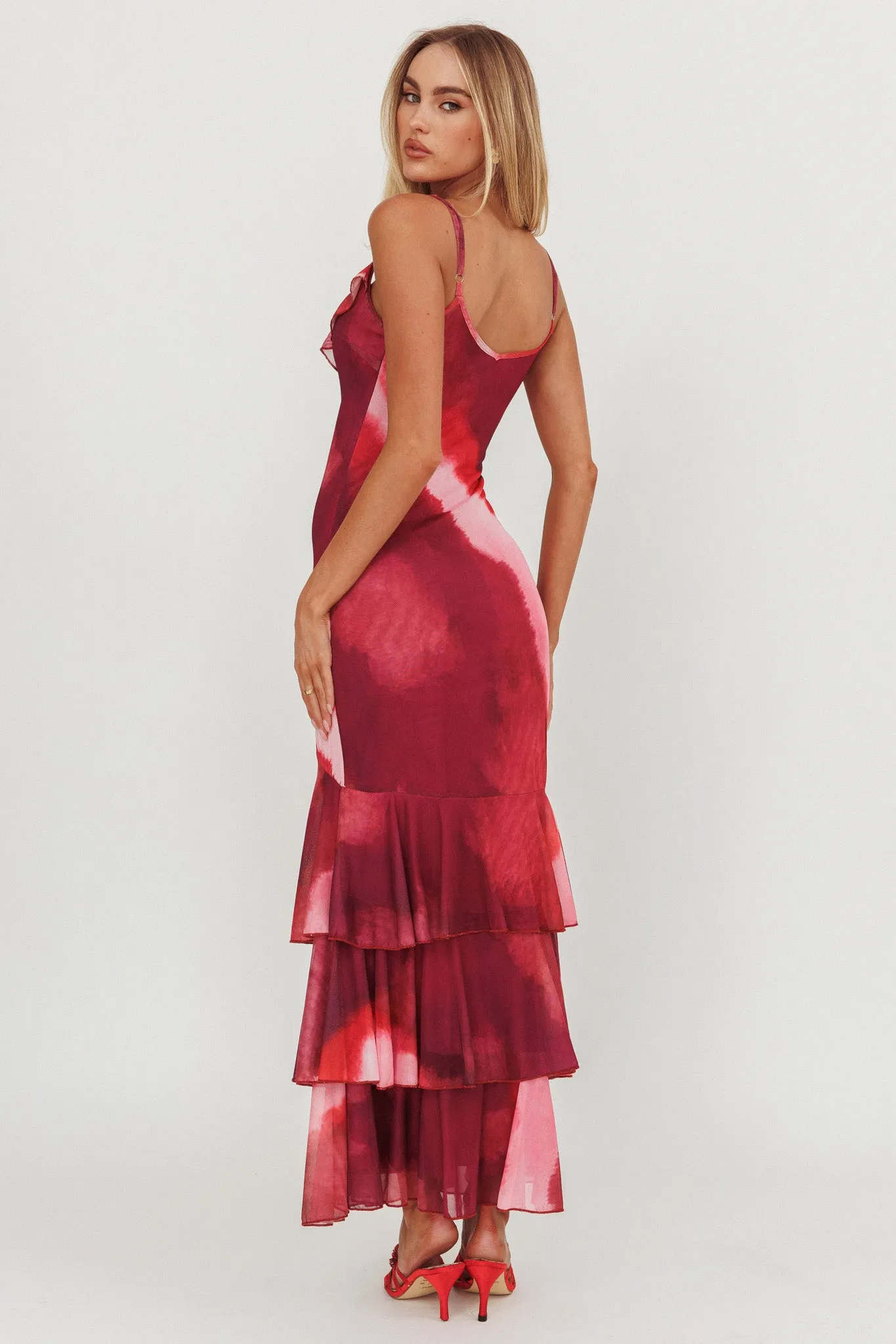 Oskar Tiered Ruffle Hem Mermaid Maxi Dress Pink sold by Selfie Leslie product image thumbnail 2