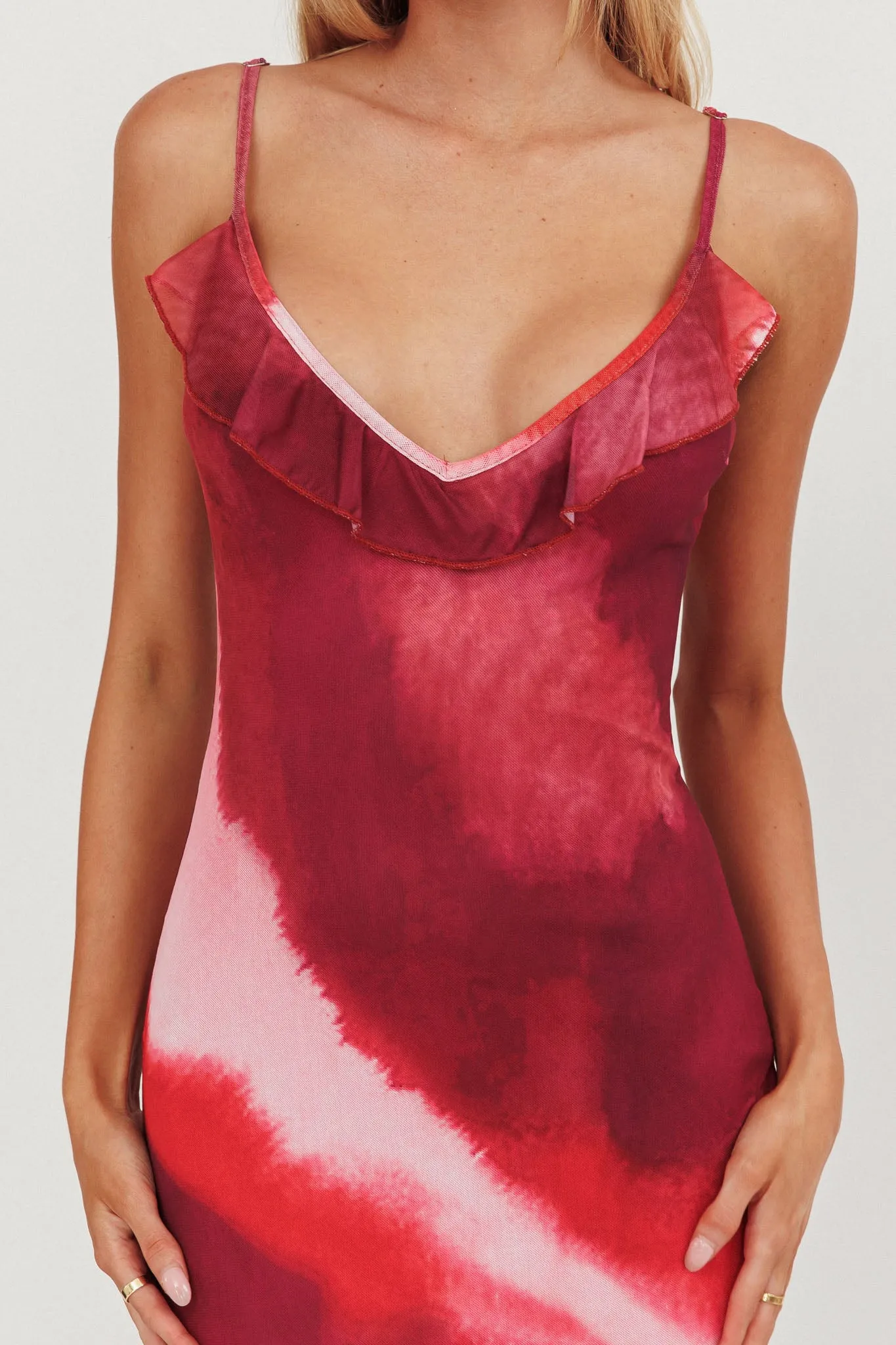 Oskar Tiered Ruffle Hem Mermaid Maxi Dress Pink sold by Selfie Leslie product image thumbnail 4