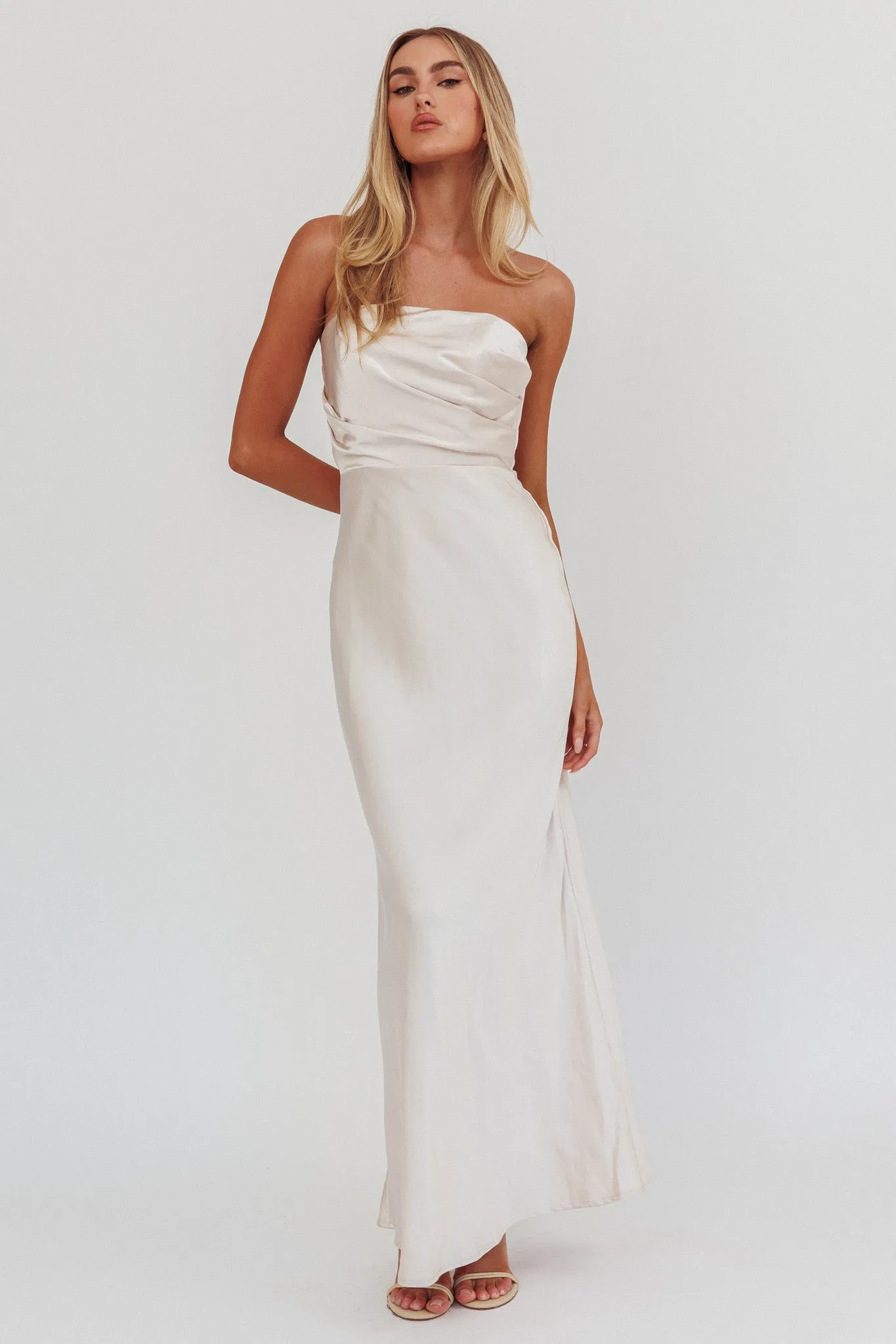 City Of Stars Strapless Maxi Dress Champagne sold by Selfie Leslie