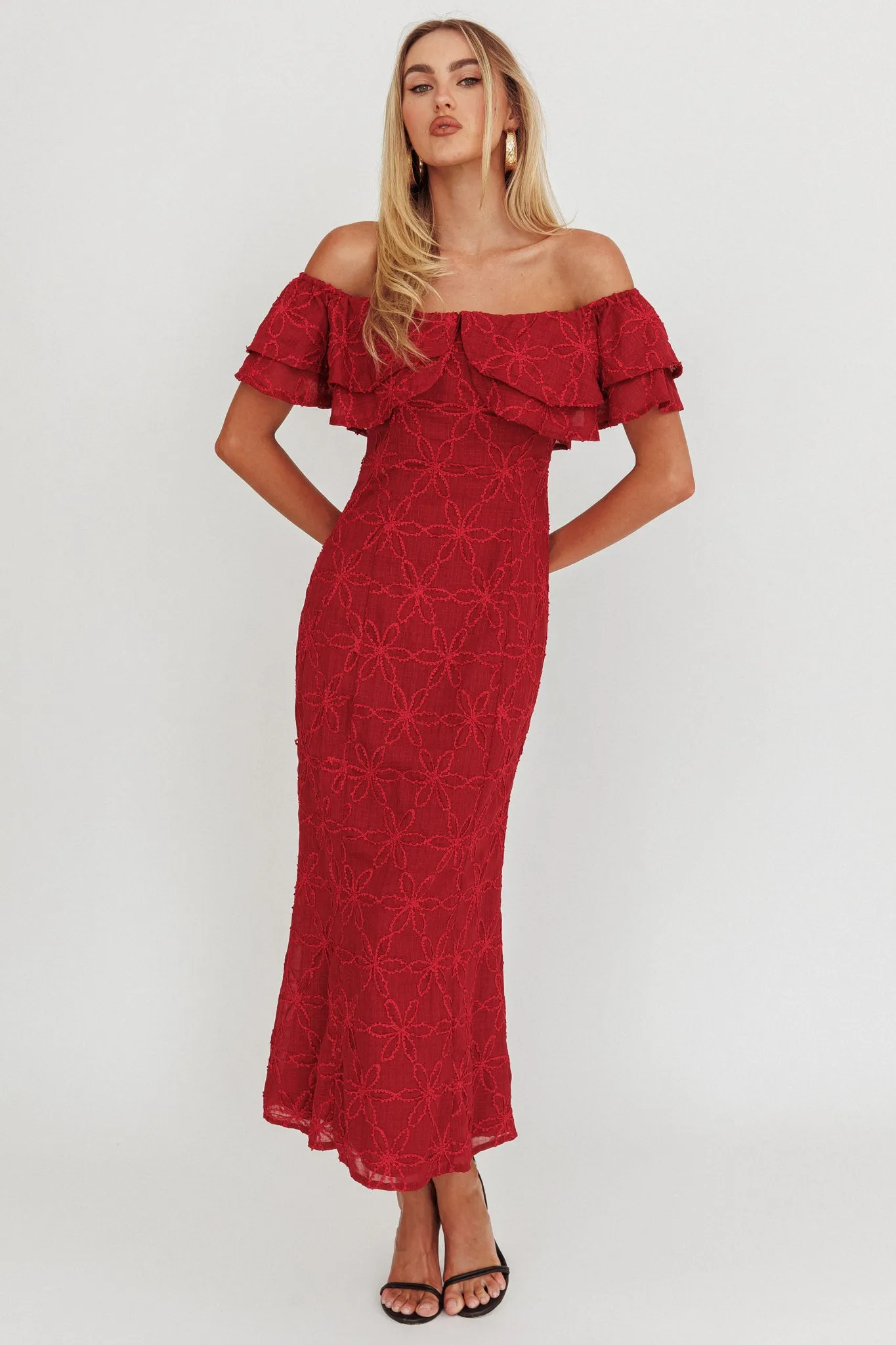 Beauty Within On-Off-Shoulder Maxi Dress Wine sold by Selfie Leslie product image thumbnail 3