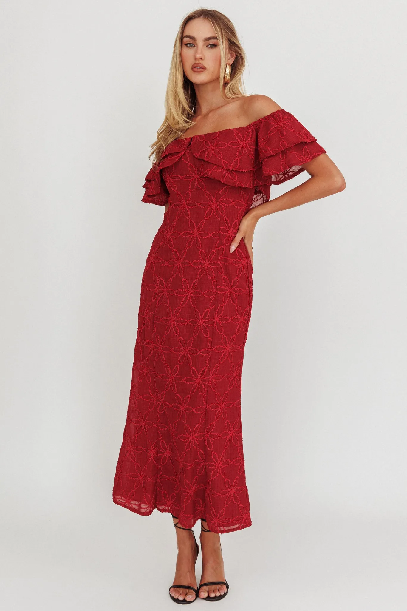 Beauty Within On-Off-Shoulder Maxi Dress Wine sold by Selfie Leslie product image thumbnail 5