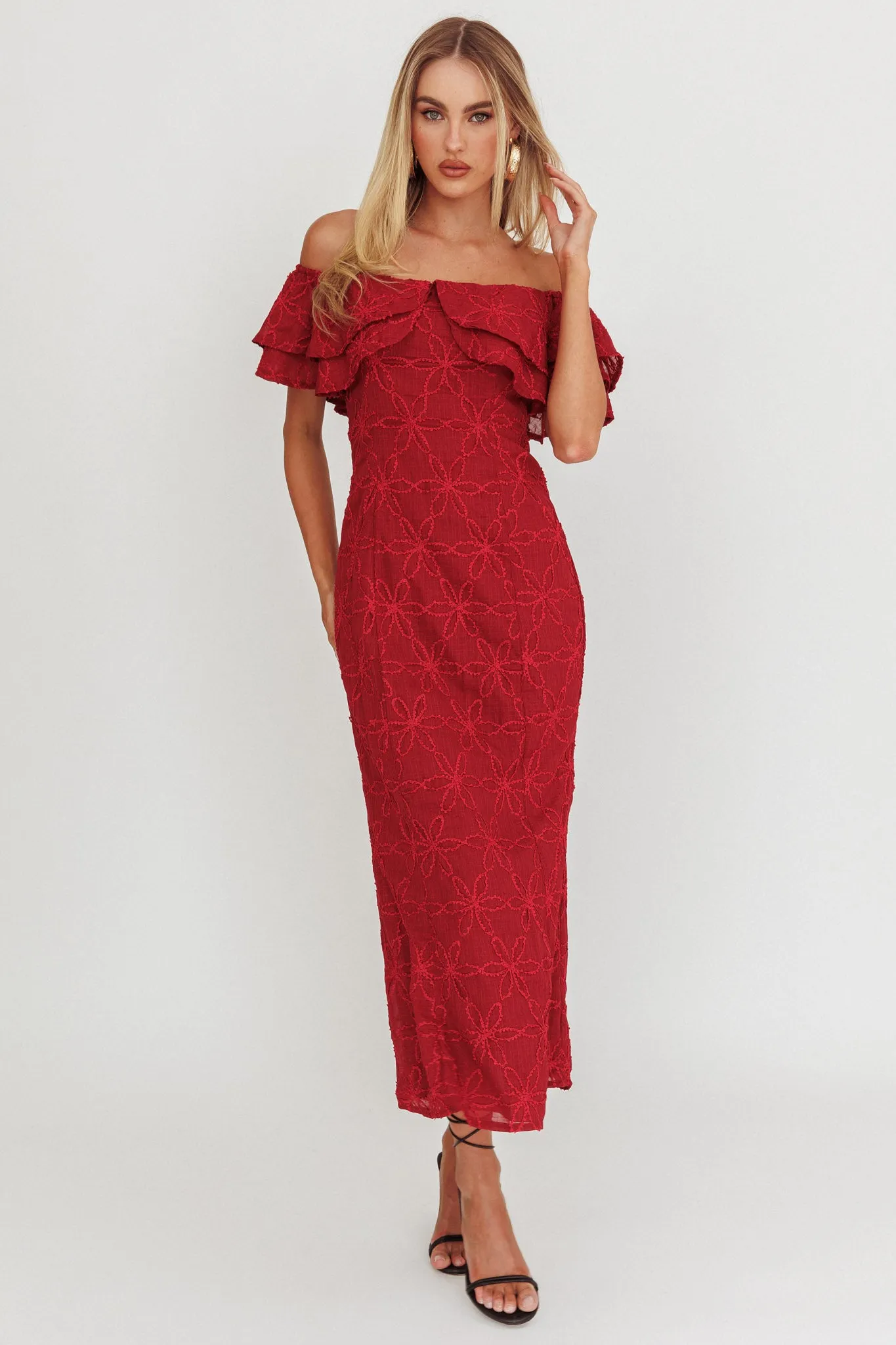 Beauty Within On-Off-Shoulder Maxi Dress Wine sold by Selfie Leslie