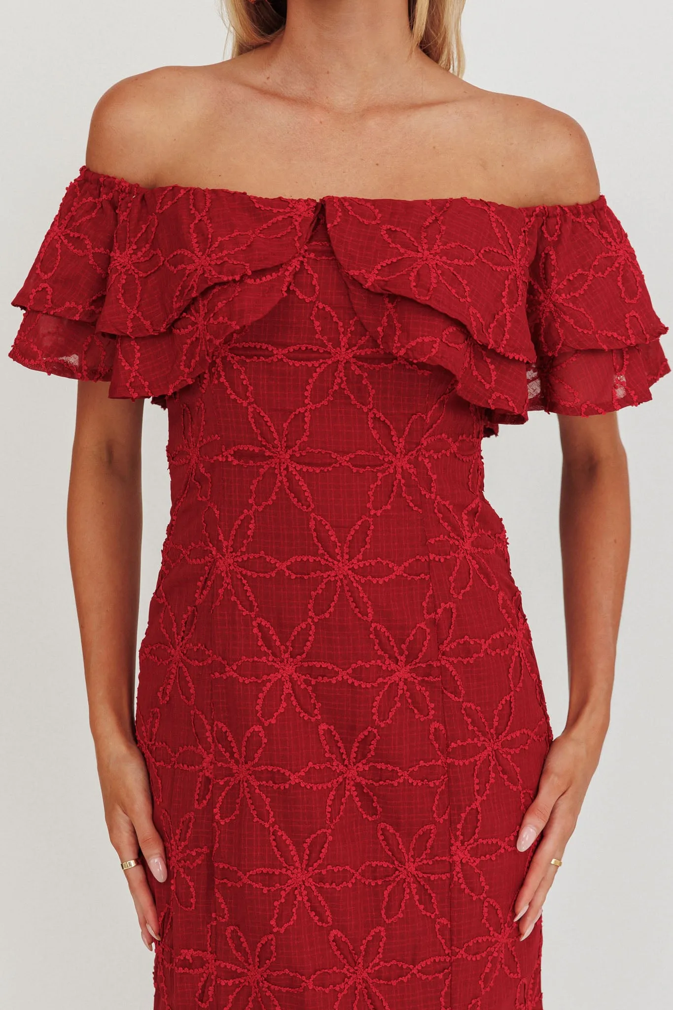 Beauty Within On-Off-Shoulder Maxi Dress Wine sold by Selfie Leslie product image thumbnail 4