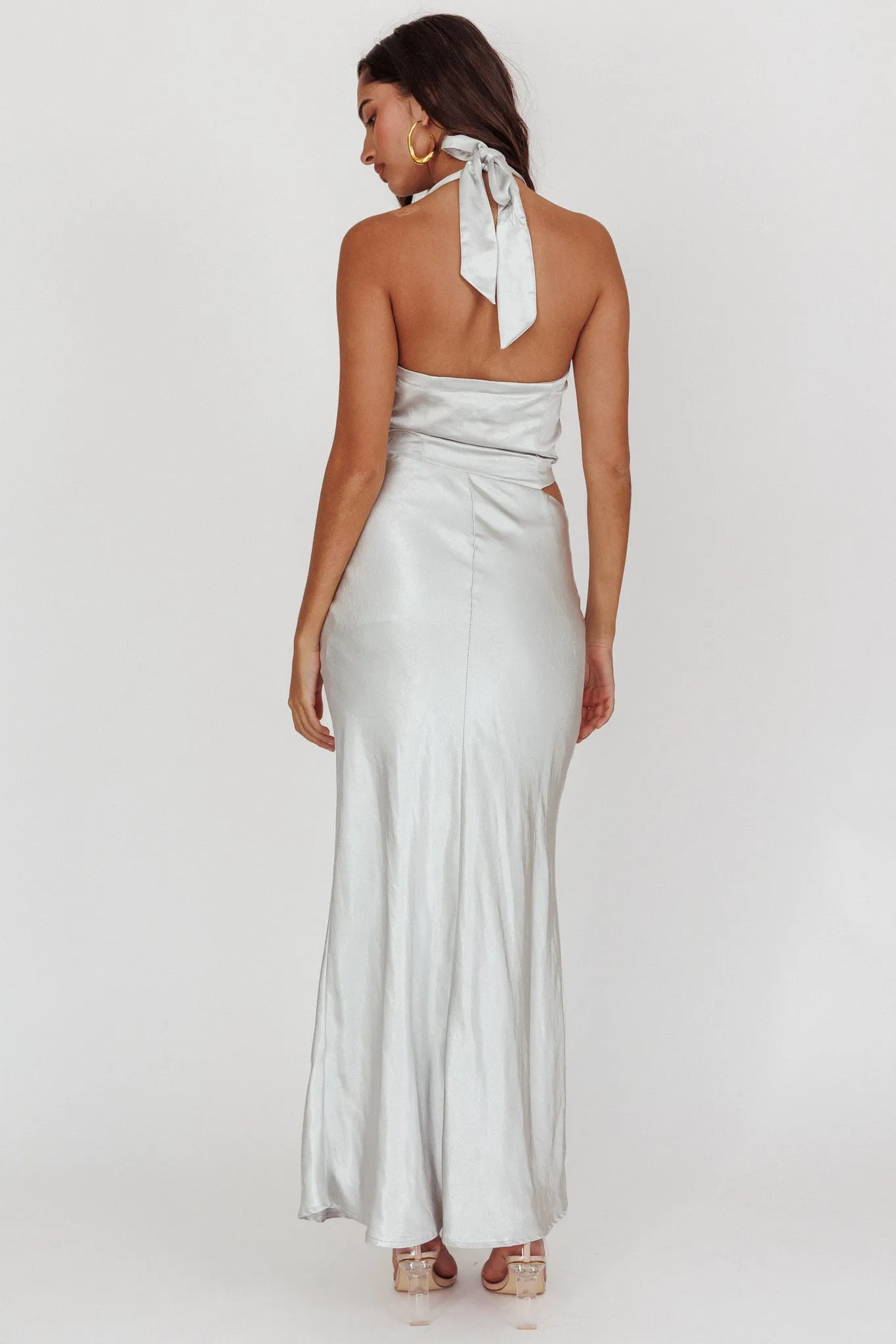 Cassiopeia Cowl Halter Neck Cut Out Maxi Dress Opal sold by Selfie Leslie product image thumbnail 2
