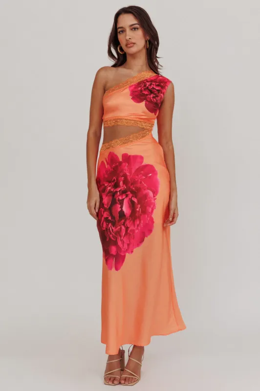 Mahli One-Shoulder Cut-Out Maxi Dress Orange sold by Selfie Leslie