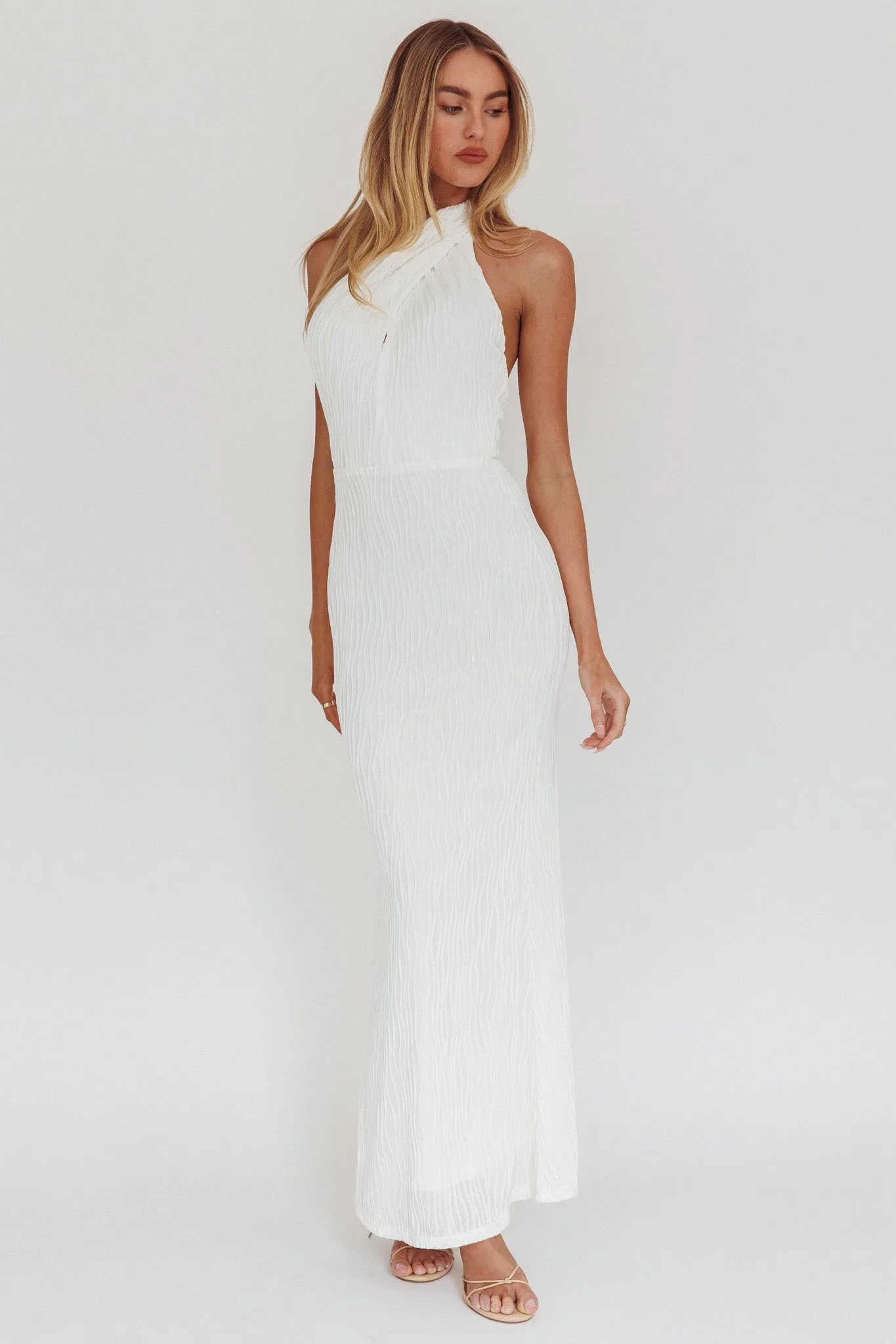 Lush Aura Crossover Halter Neck Maxi Dress White sold by Selfie Leslie product image thumbnail 3