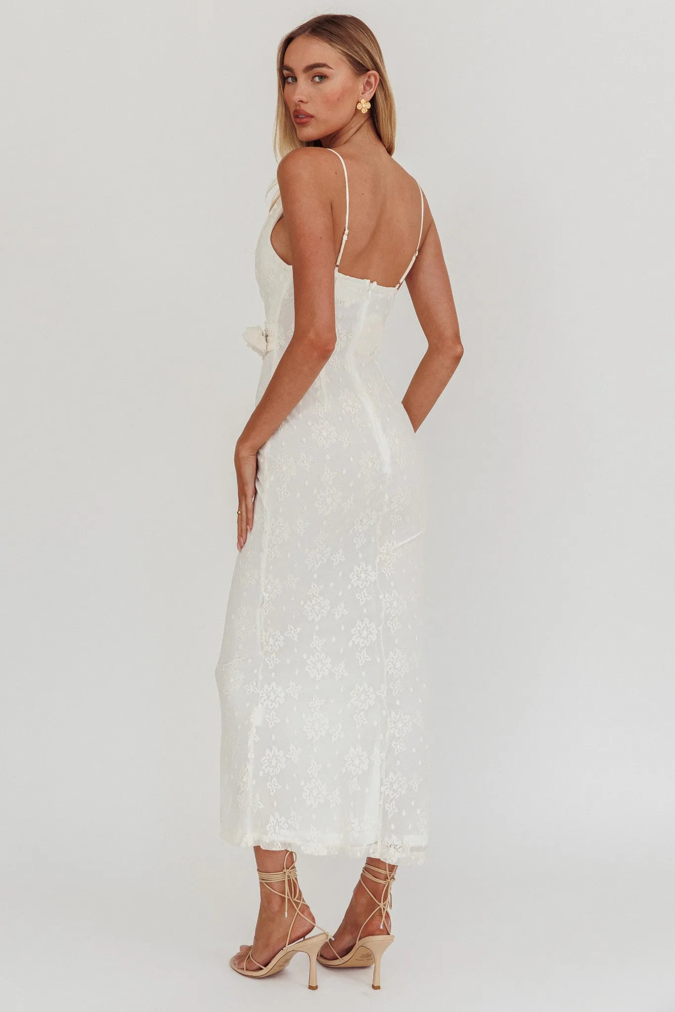 Golden Glow Rosette Cowl Neck Maxi Dress Beige sold by Selfie Leslie product image thumbnail 2