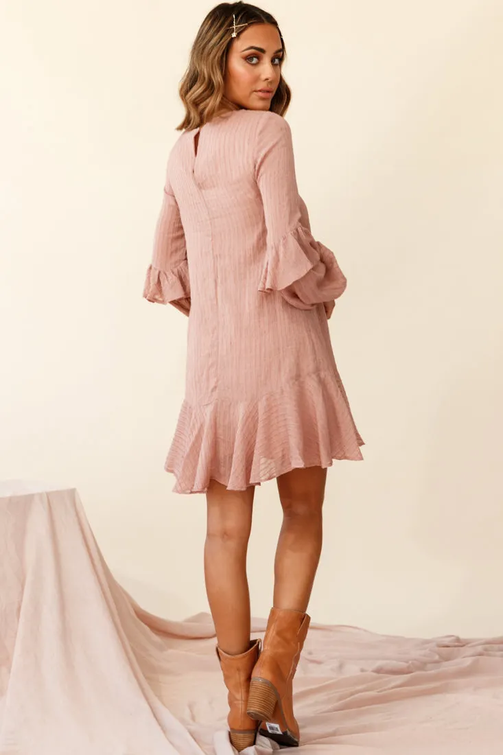 Cate Crew Neckline Balloon Sleeve Frill Dress Rose sold by Selfie Leslie product image thumbnail 3
