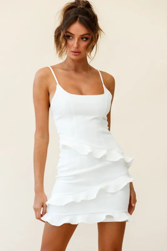 Frilled To Meet You Mini Dress White sold by Selfie Leslie