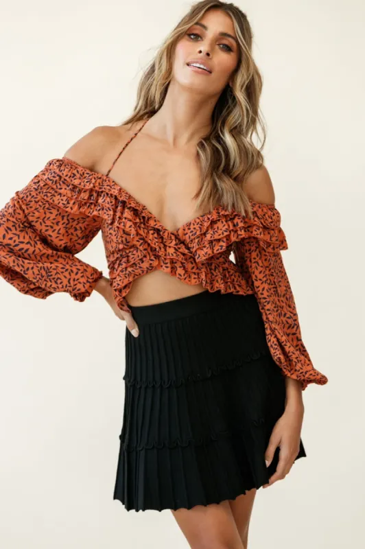 Eleanor Thick Ribbed Knit A-Line Skirt Black sold by Selfie Leslie