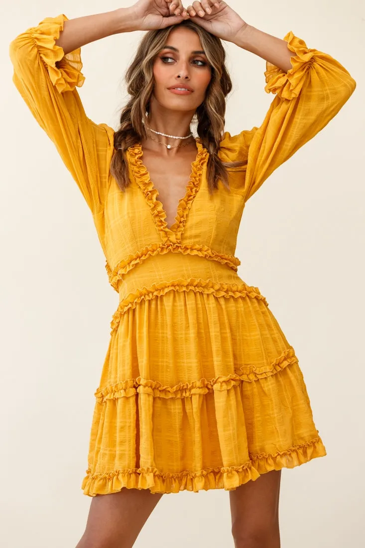 Laney Cutout Back Balloon Sleeve Dress Mustard sold by Selfie Leslie product image thumbnail 3