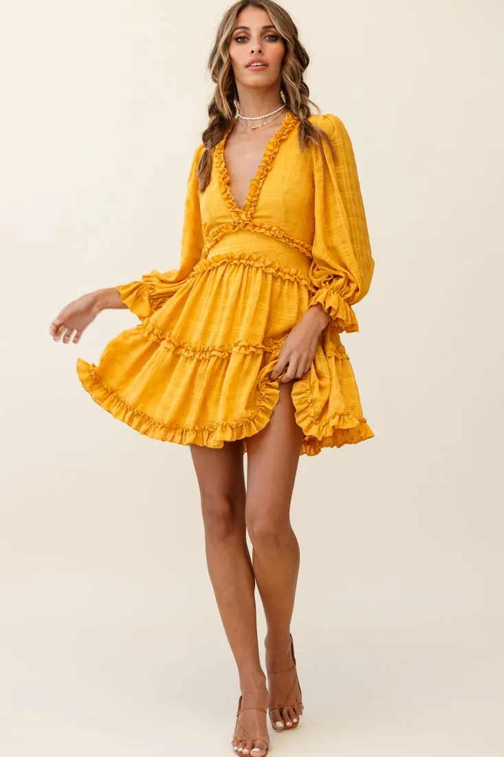 Laney Cutout Back Balloon Sleeve Dress Mustard sold by Selfie Leslie product image thumbnail 4