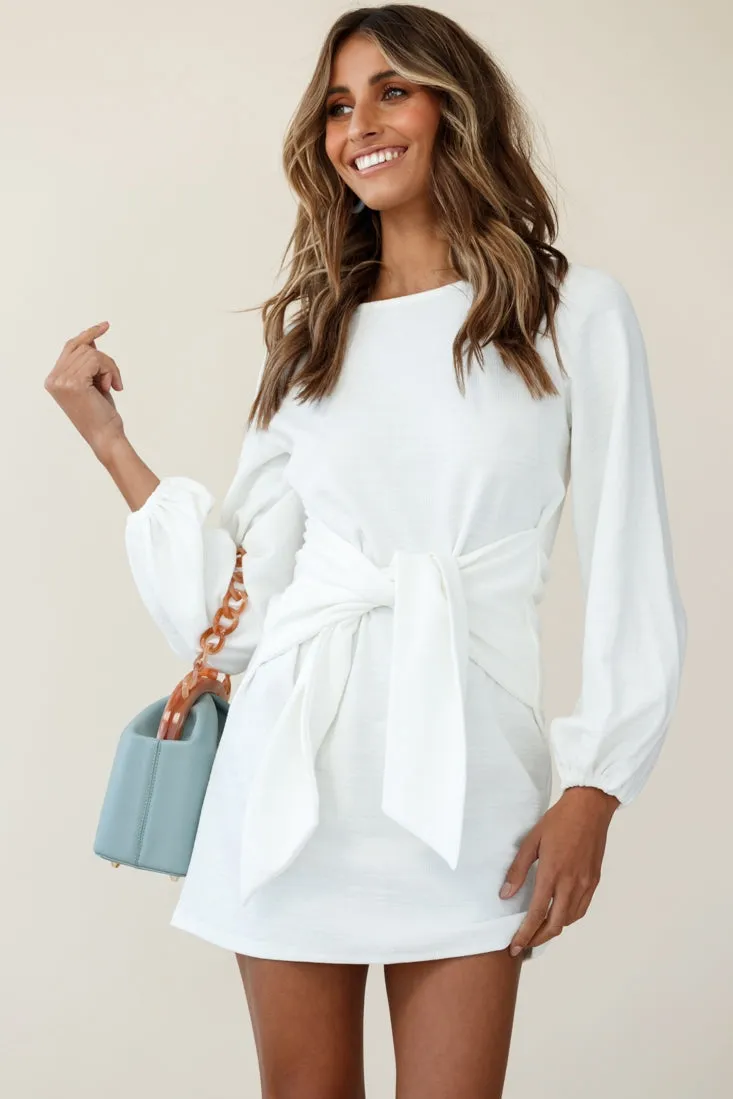 Rapt Waist Tie Balloon Sleeve Knit Dress White sold by Selfie Leslie product image thumbnail 5