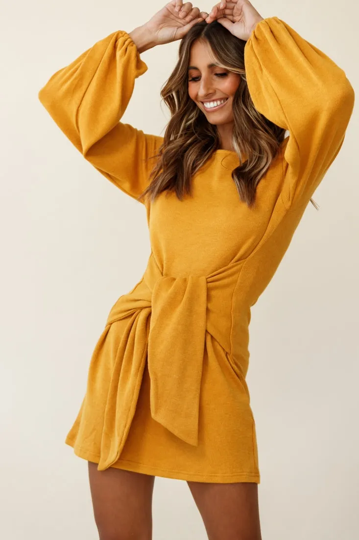 Rapt Waist Tie Knit Dress Mustard sold by Selfie Leslie product image thumbnail 4