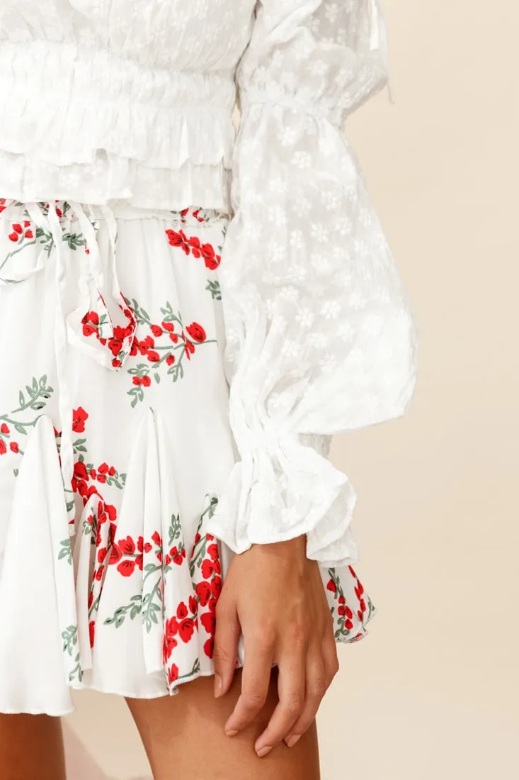 Robyn Flounce Mini Skirt Floral Print White sold by Selfie Leslie product image thumbnail 5