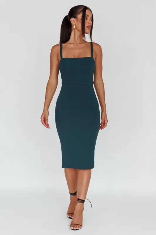 Georgia Square Neckline Midi Dress Forest Green sold by Selfie Leslie