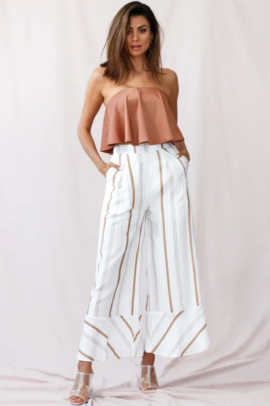 Marie Satin Bandeau Crop Top Camel sold by Selfie Leslie